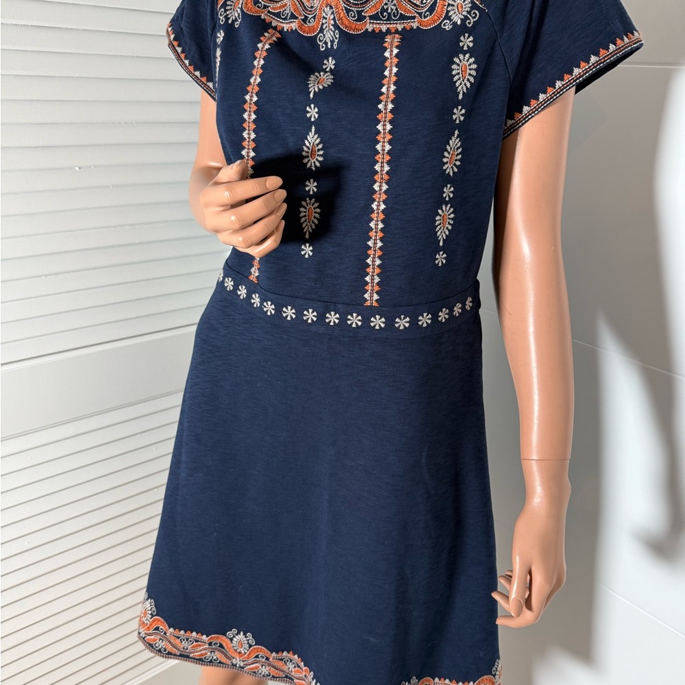 Tory Burch boho-inspired off-the-shoulder A-line dress navy large - Picture 12 of 16